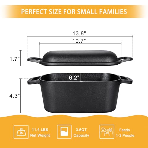 3.6QT Pre-Seasoned Cast Iron Dutch Oven with Lid C59654