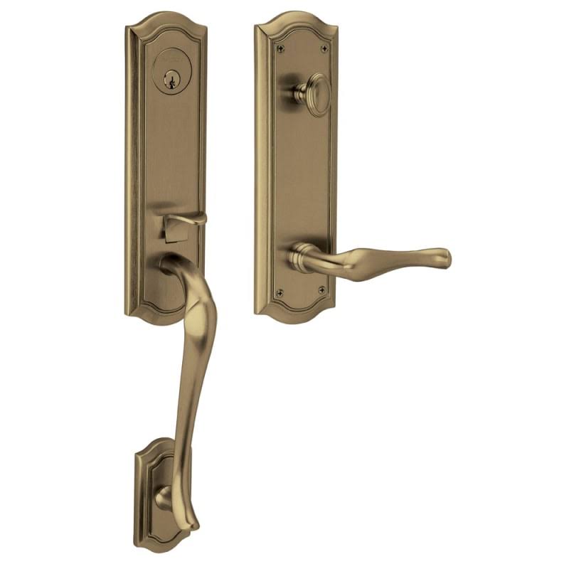 Satin Brass and Black Left Hand Single Cylinder Mortise Entry Handleset Z487