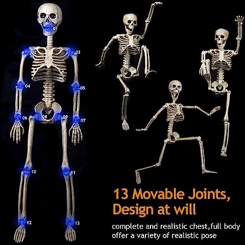 2 Pack 40 Inches Halloween Skeleton Full Body Posable H575089