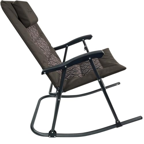 Black XL Oversize Padded Folding Rocking Camping Chair Z903
