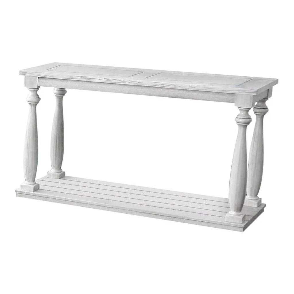 Antique White Wood Open Shelf Sofa Table E13272