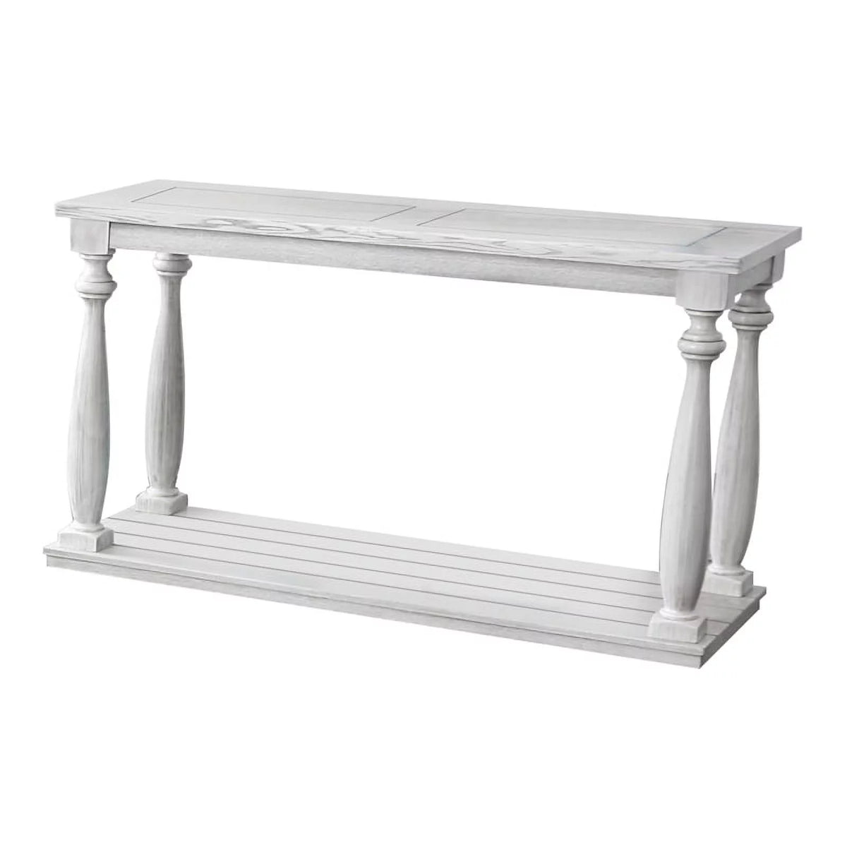 Antique White Wood Open Shelf Sofa Table E13272