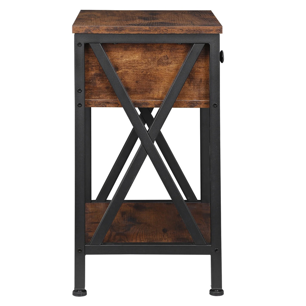 Brown Metal Frame End Table J9551