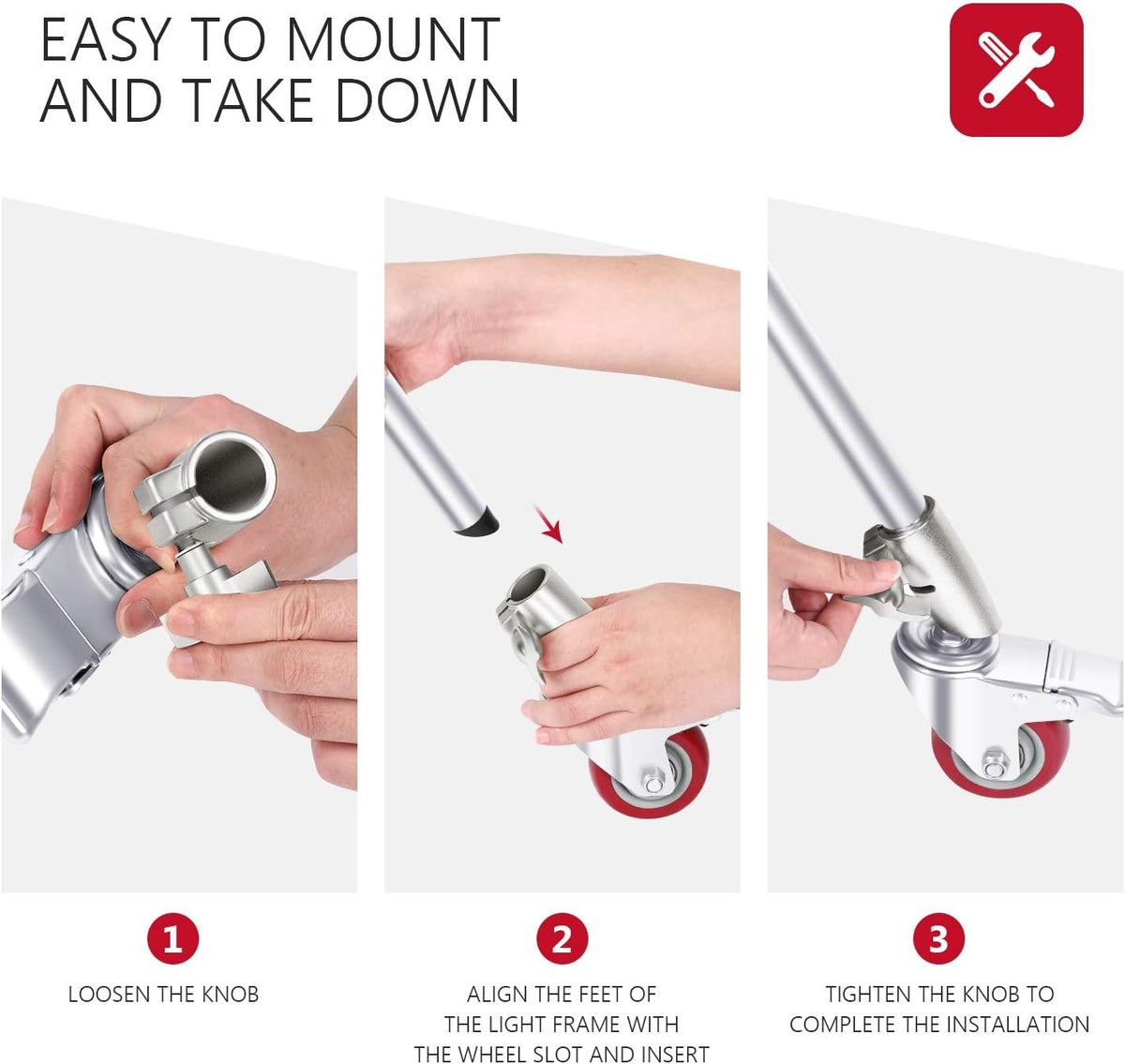 3 Packs Swivel Caster Wheels Set with 75mm Diameter, Durable Metal Construction with Rubber Base Q311154
