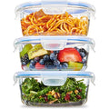 12-Piece 35oz Glass Food Storage Containers Set with Hinged Locking Lids P582757