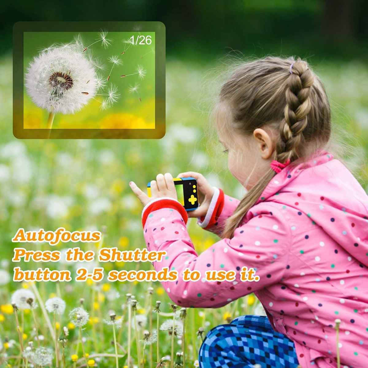 Blue and Yellow 24MP Dual Lens Kids Digital Camera with 32G SD Card M781273