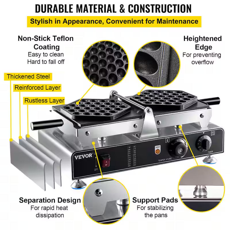 Commercial Bubble Waffle Maker Electric 1500W K2370