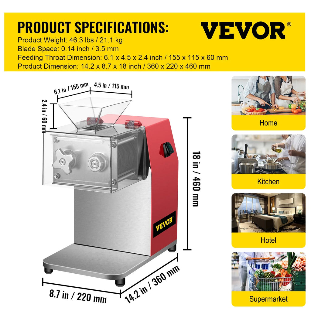 Red Electric Stainless Steel Meat Cutter with 3.5mm Blade I74169