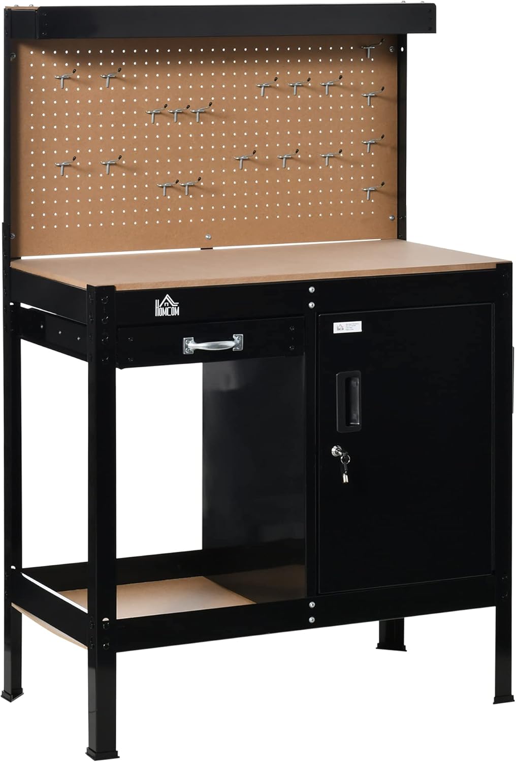Multipurpose Workbench with Slide Drawer, Peg Board, Storage Cabinet G951733
