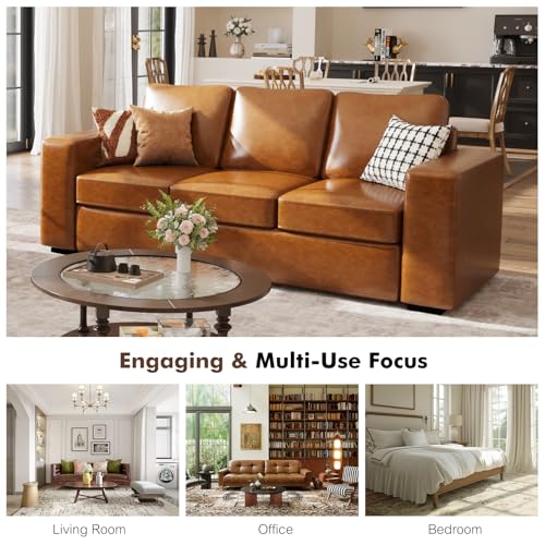 Brown Faux Leather 3 Seater Sofa Set of 2 I1518
