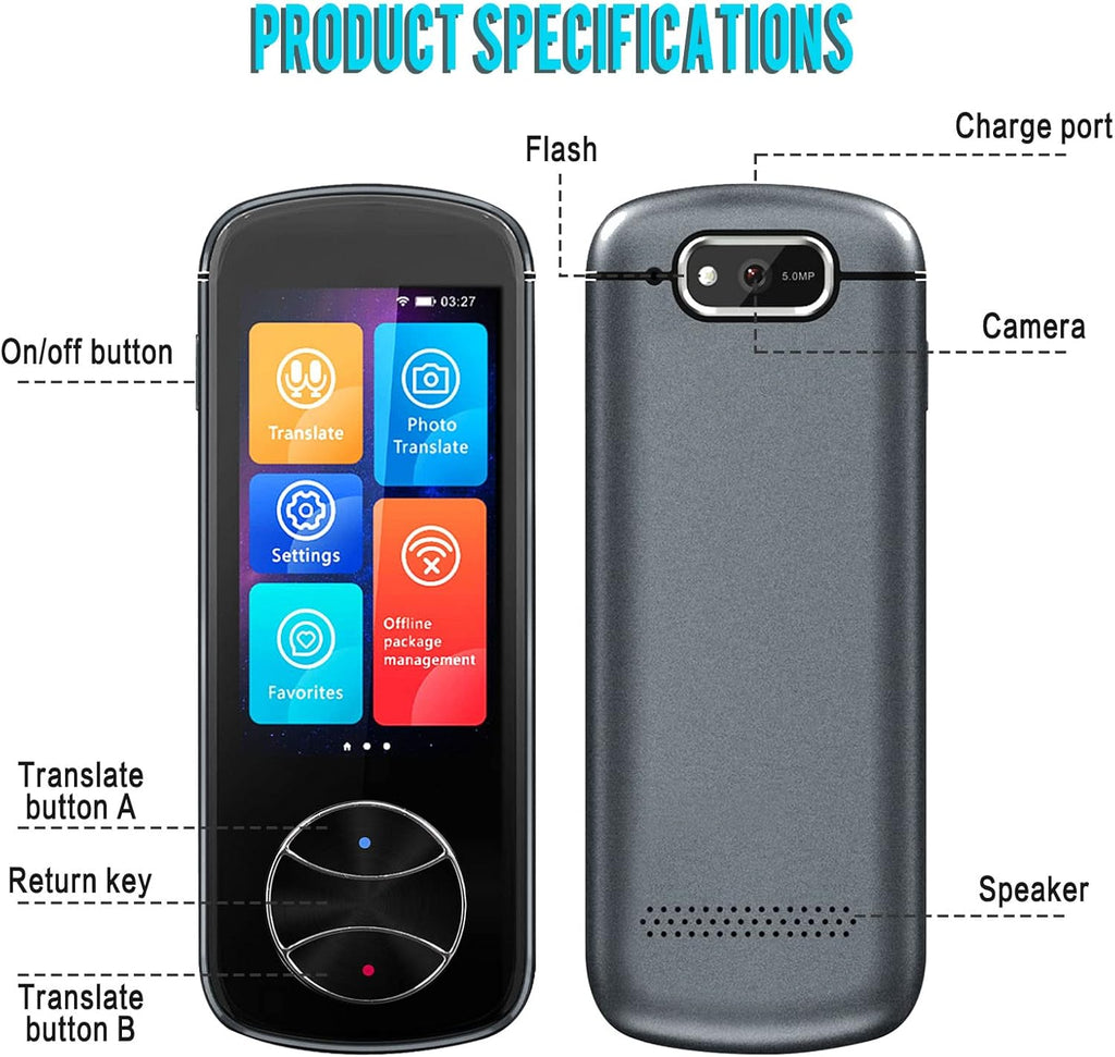 Portable Instant Voice Translator with Touch Screen P368