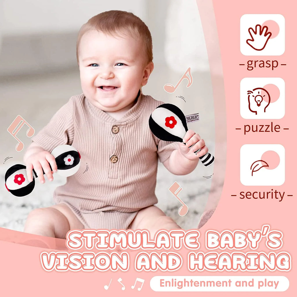 2PCS Soft Rattles for Baby, Baby Toys 0-6 Months, Car Seat Toys for Infants U982