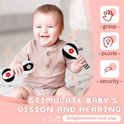 2PCS Soft Rattles for Baby, Baby Toys 0-6 Months, Car Seat Toys for Infants U982