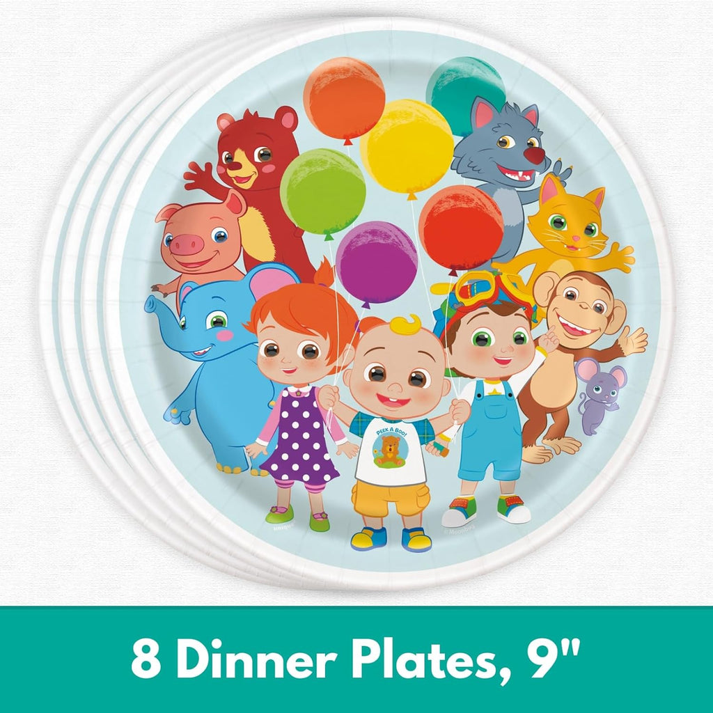 Cocomelon Birthday Decorations Pack for 8 Guests - Plates and Napkins, Tablecloth, Checklist - Party Decorations, Party Supplies V460
