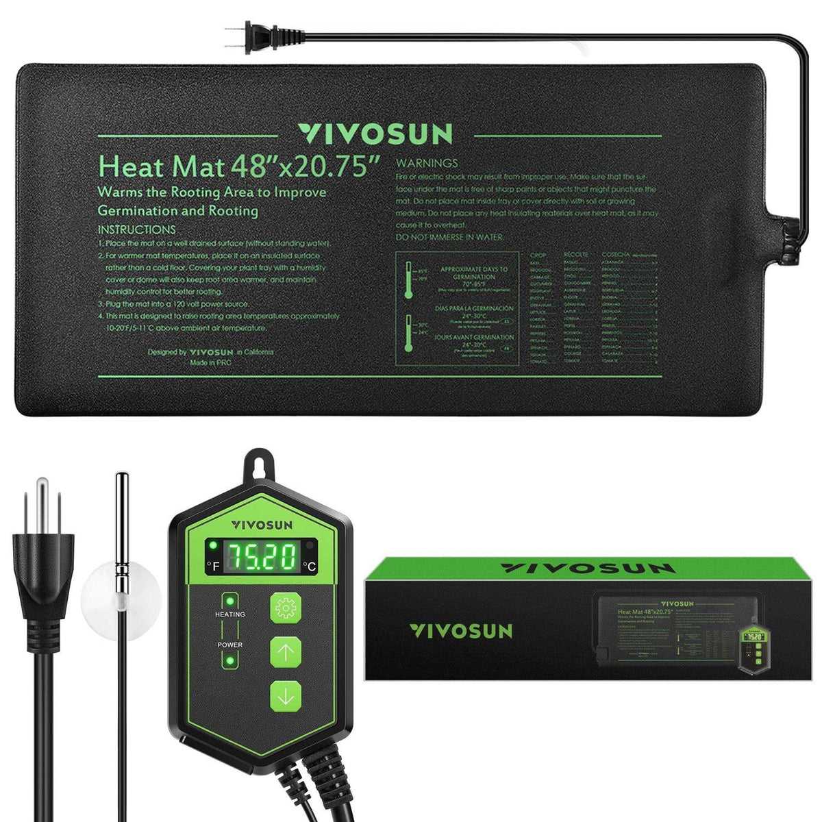 Seedling Heat Mat and Digital Thermostat Combo Set C226