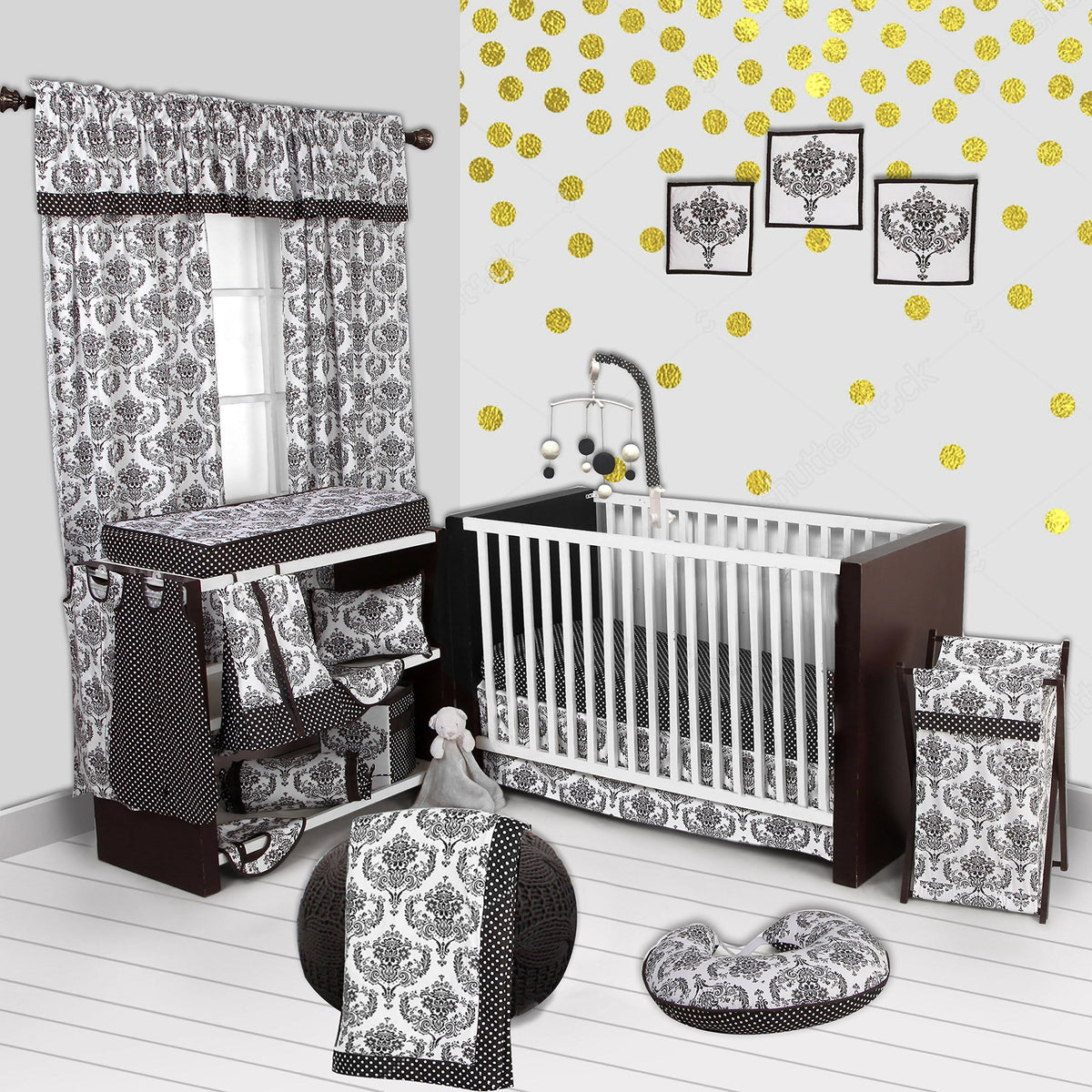 White/Black 10 PC Crib Set S4356