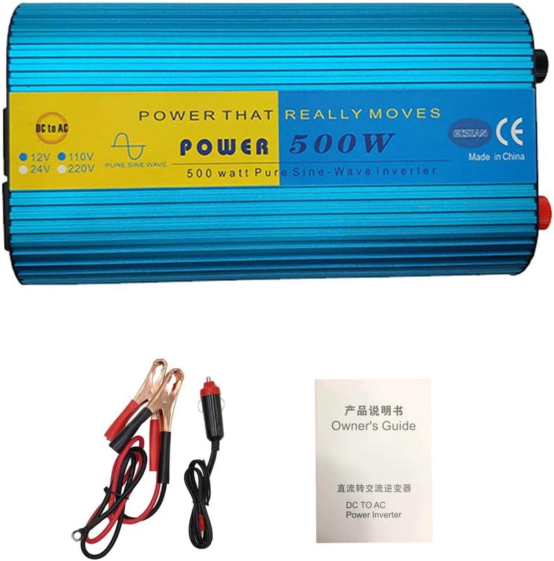 500W Pure Sine Wave Power Inverter DC 12V to AC 110V with 2.1A USB Charging Port and 2 AC Outlets, Pack of 2 H319790