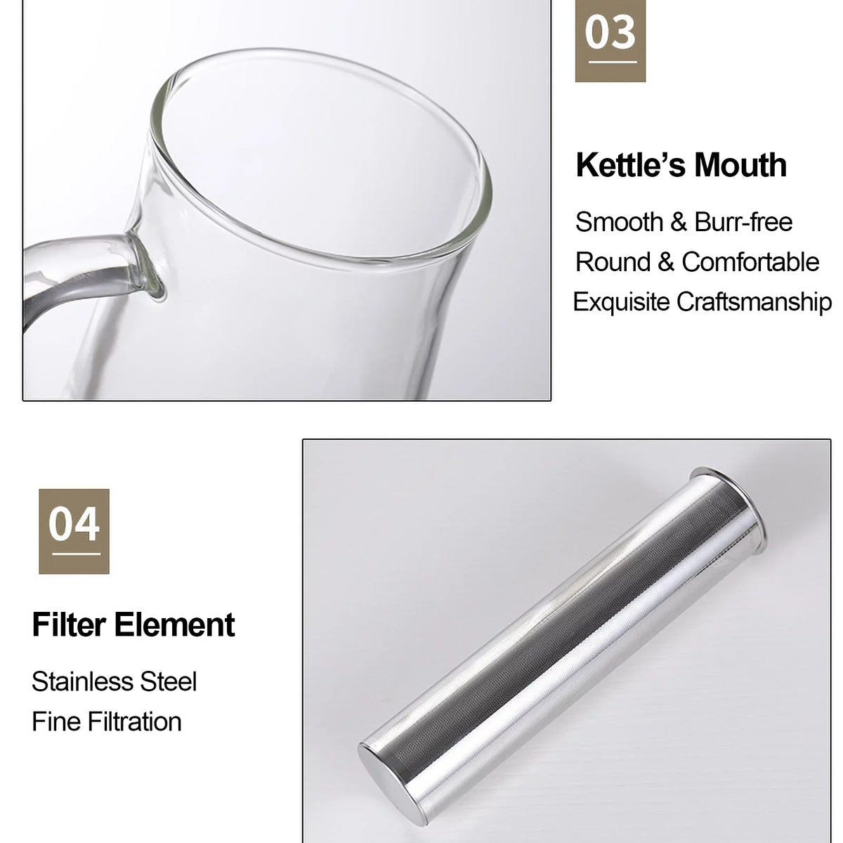Glass Kettle Cold Brew Coffee Maker with Stainless Steel Filter D2691