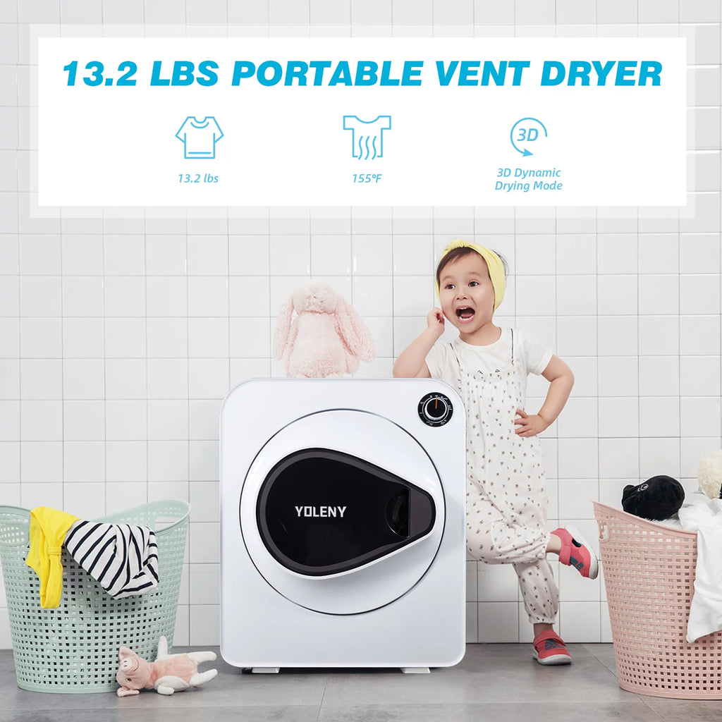 White 13.2 lbs Stainless Steel Portable Electric Dryer G80673
