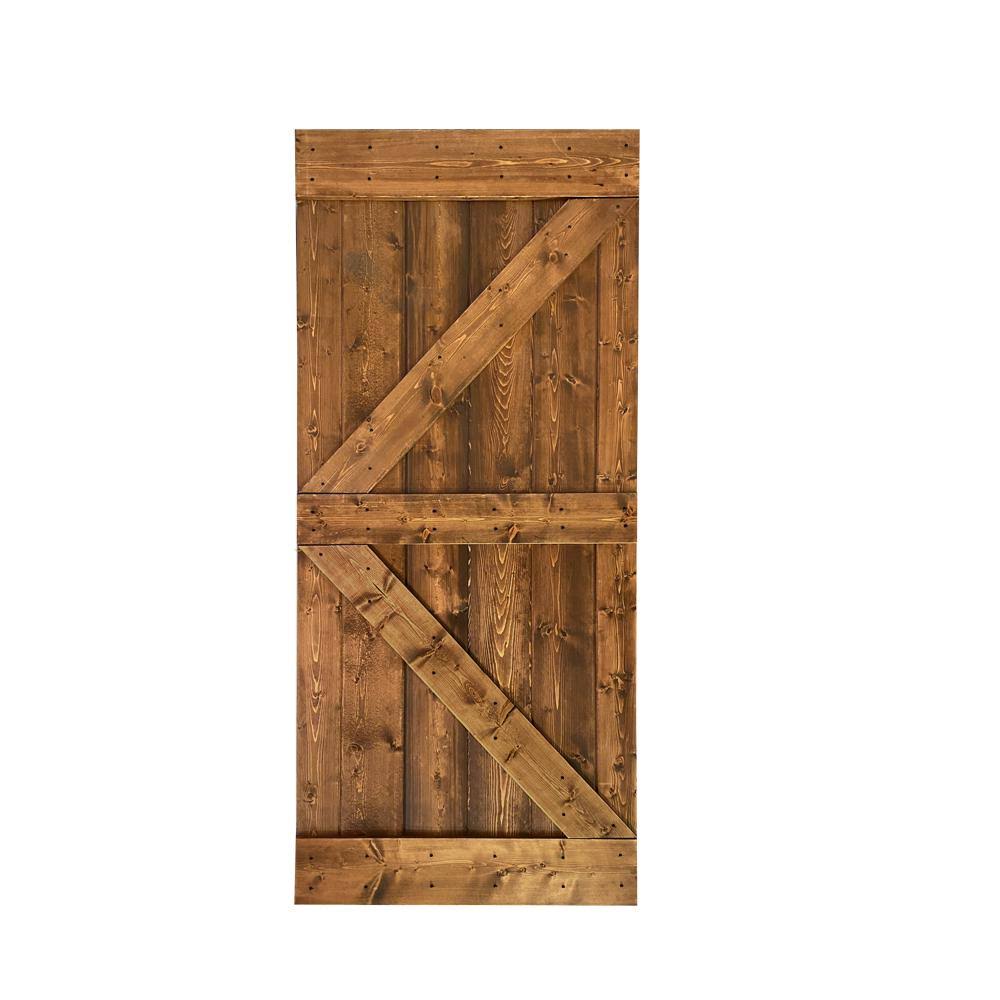Brown Solid Knotty Pine Wood Interior Sliding Barn Door Slab H24327