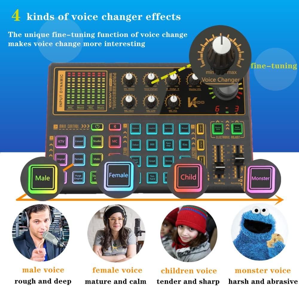 LED Light Sound Mixer Board with Voice Changer, Pack of 2 K561