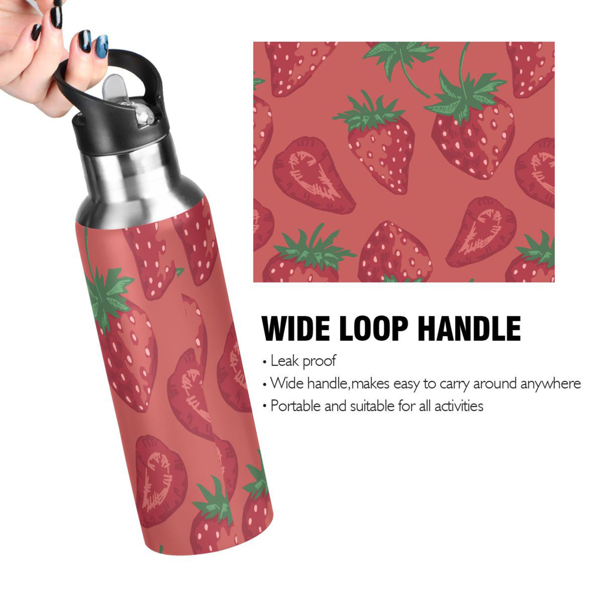 Stainless Steel Insulated Water Bottle with Straw Lid Z549