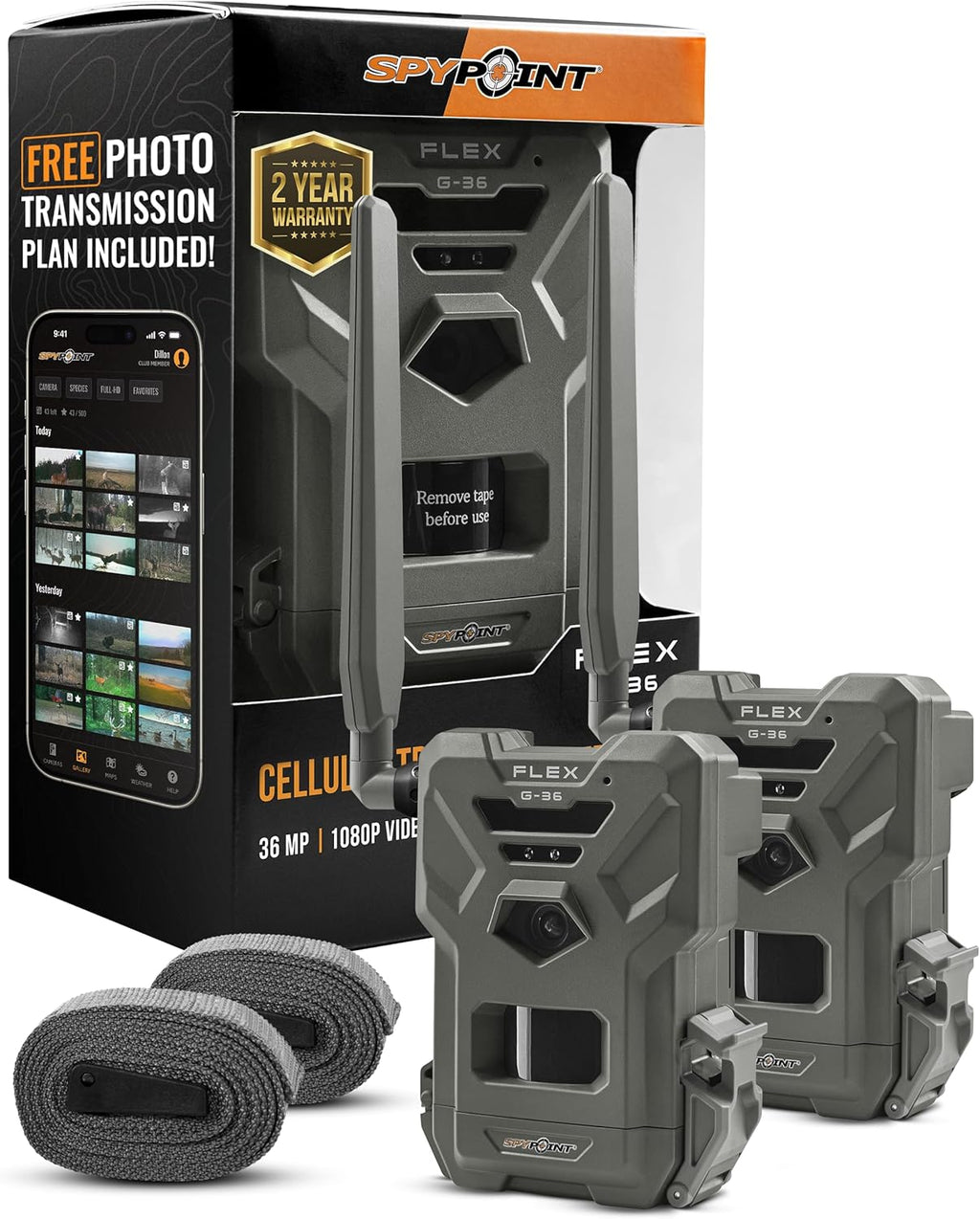 36MP Cellular Trail Camera with Sound, 100' Detection Range (2 Pack) V4229