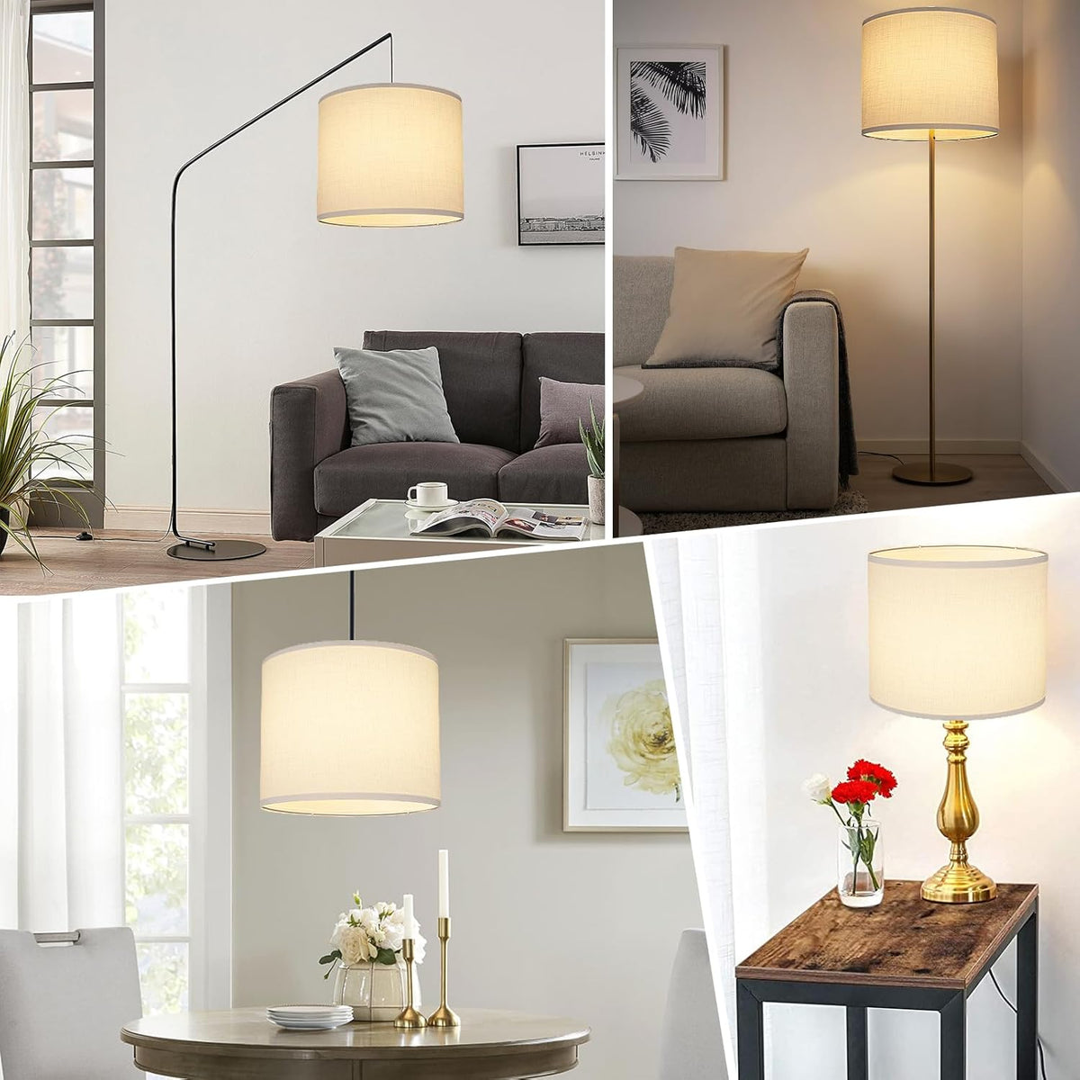 Large 13" x 13" x 11" Natural Linen Drum Lamp Shade E340825