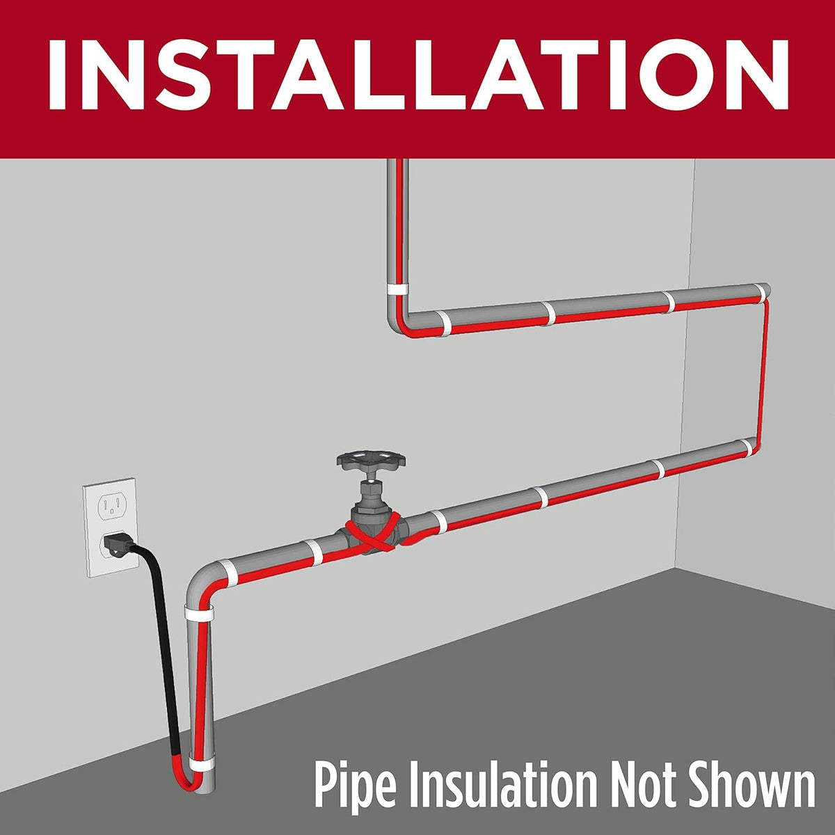 Self-Regulating Heat Cable with Built-in Thermostat 60 feet G306