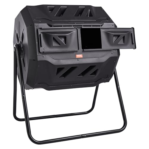43-Gal Dual Chamber Composting Tumbler with Steel Frame Q659457