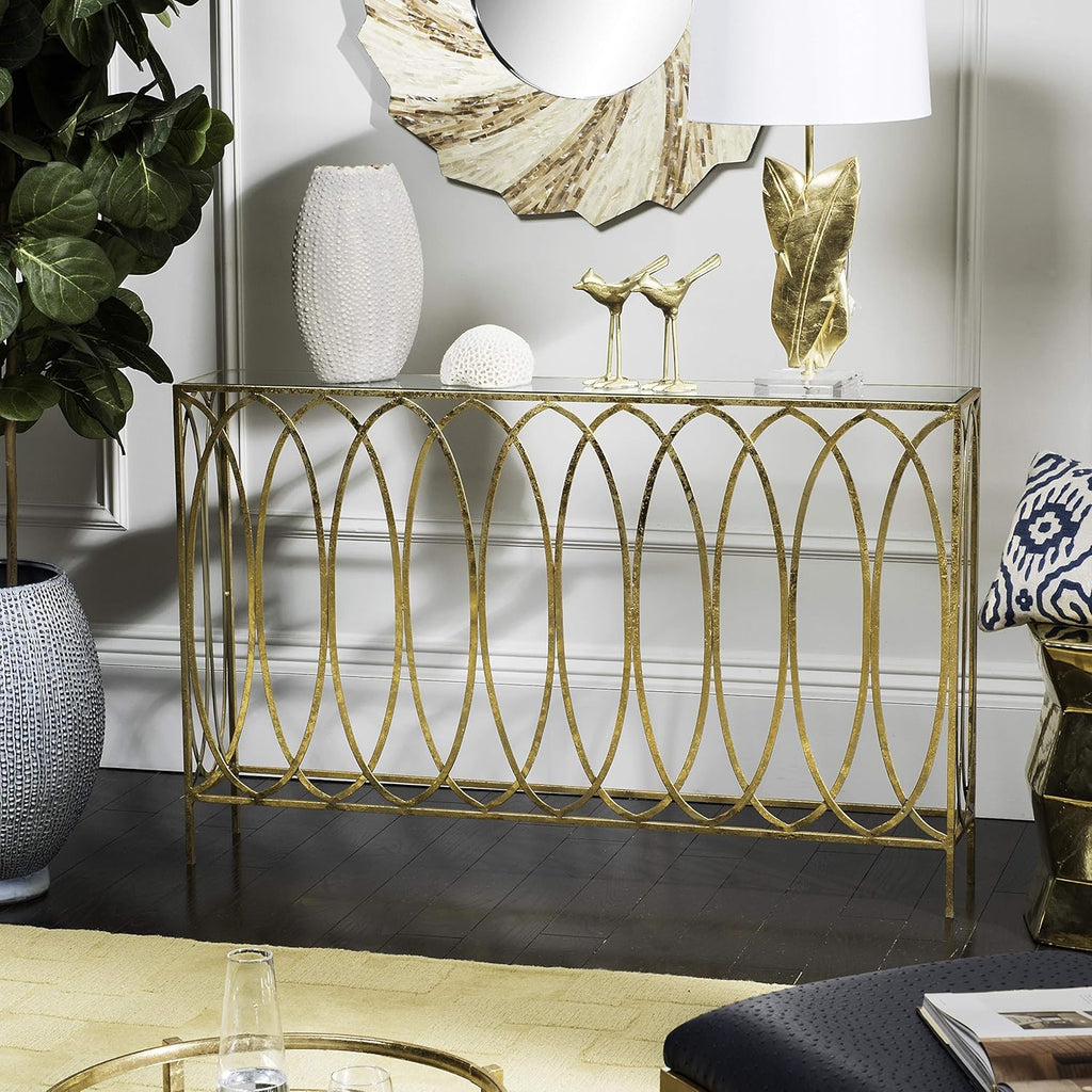 Gold Foil and Glass Console Table G1575