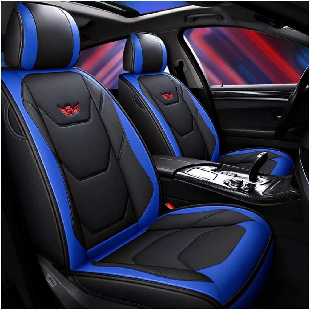 Black-Red PU Leather Car Seat Covers 5 Seats Full Set D762931