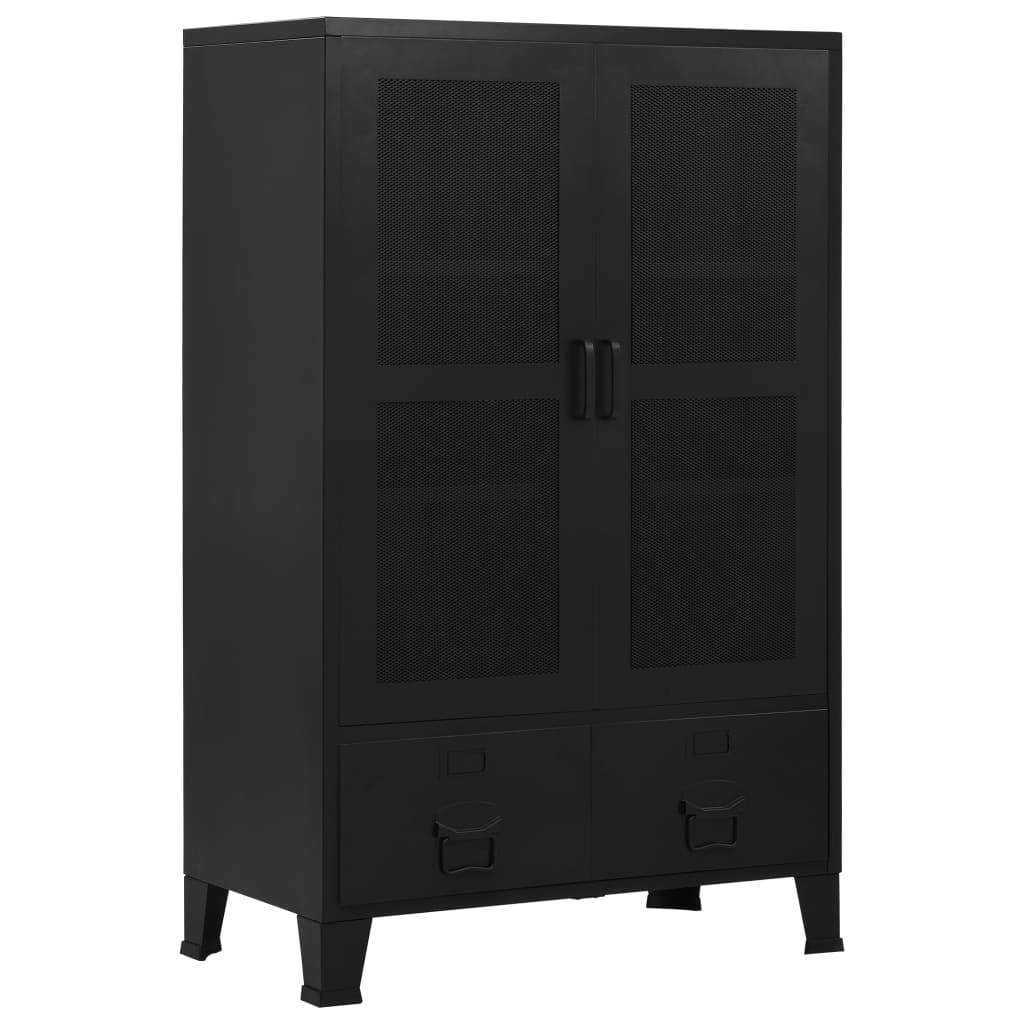 Black Steel Office Cabinet with Mesh Doors R784256