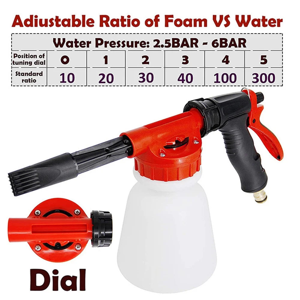 Car Wash Foam Sprayer Nozzle Kit with 1 Liter Bottle Universal Connectors W4937