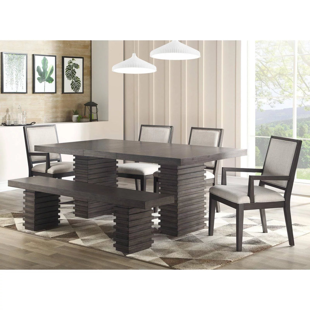 Washed Gray Twin Pedestal Dining Table I855196