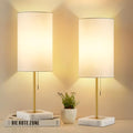 Desk Lamp & Table Lamp Set of 2, Marble Base, Fabric Shade, Gold I730100