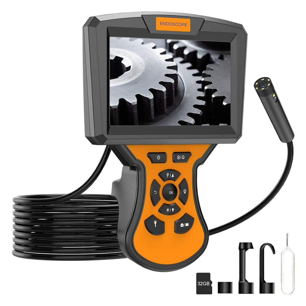 5 inch Dual Lens Industrial Endoscope with 16.5ft Semi-Rigid Cable T3070