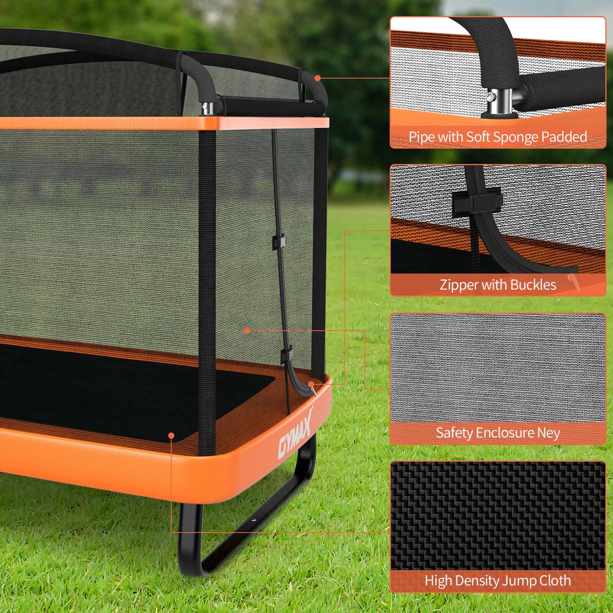 6FT Kids Trampoline with Swing Safety Enclosure Orange F698