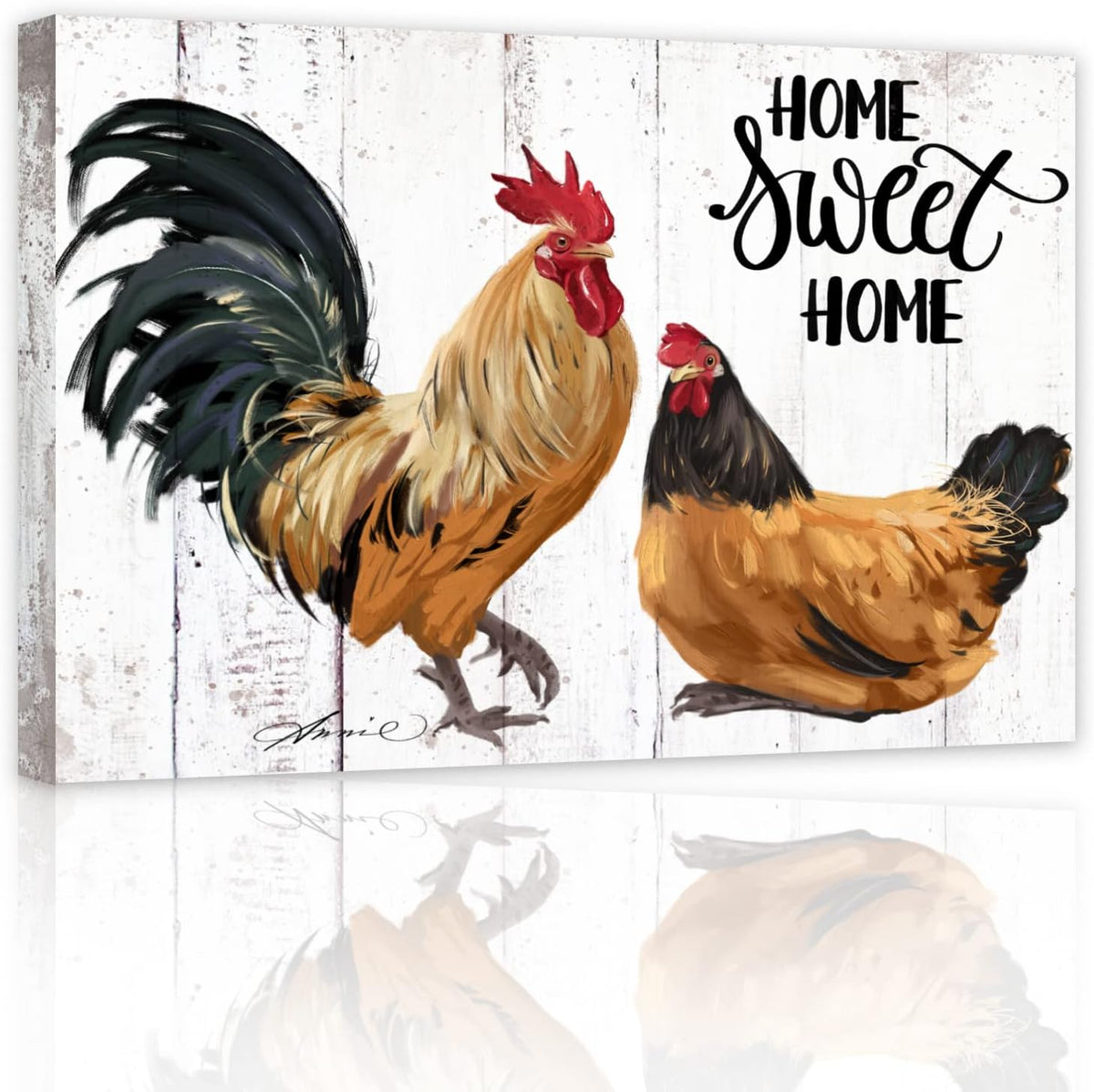 Vintage Farmhouse Rooster Canvas Wall Art 12x16in W345142