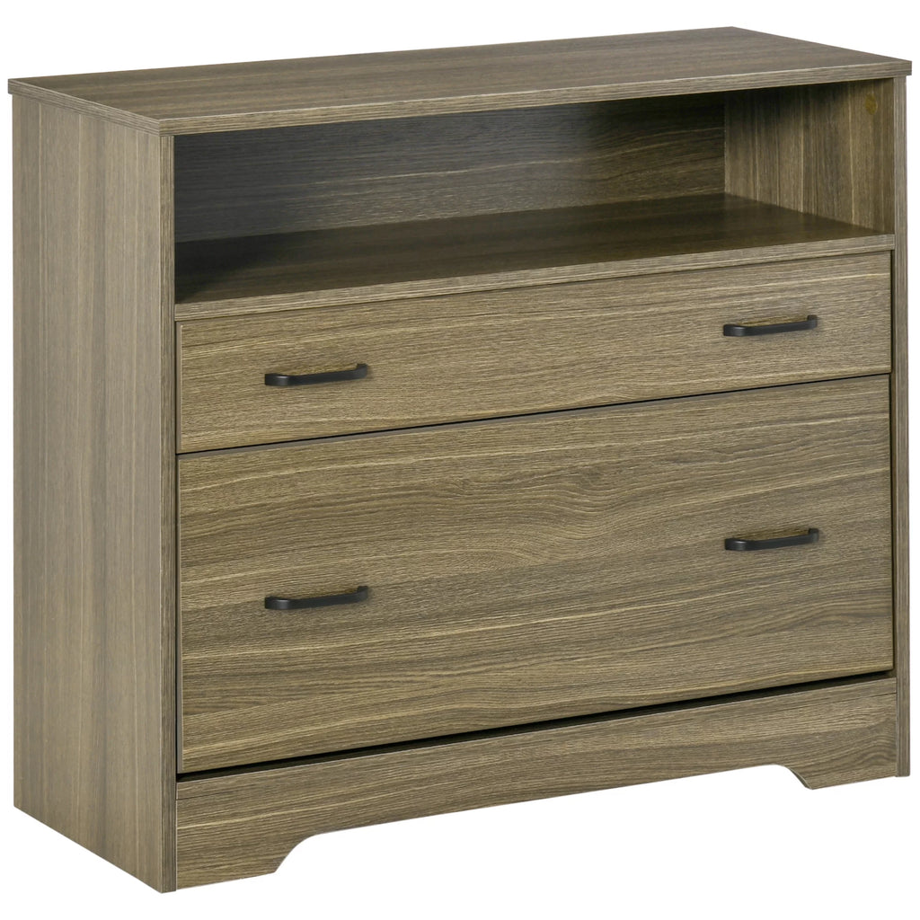Charcoal Grey 2 Drawer Lateral File Cabinet with Shelf D228377