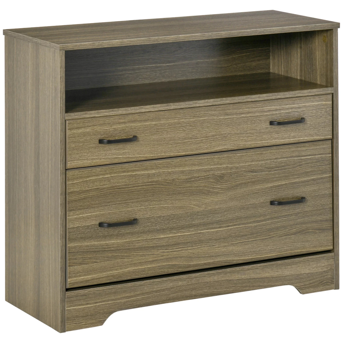 Charcoal Grey 2 Drawer Lateral File Cabinet with Shelf D228377
