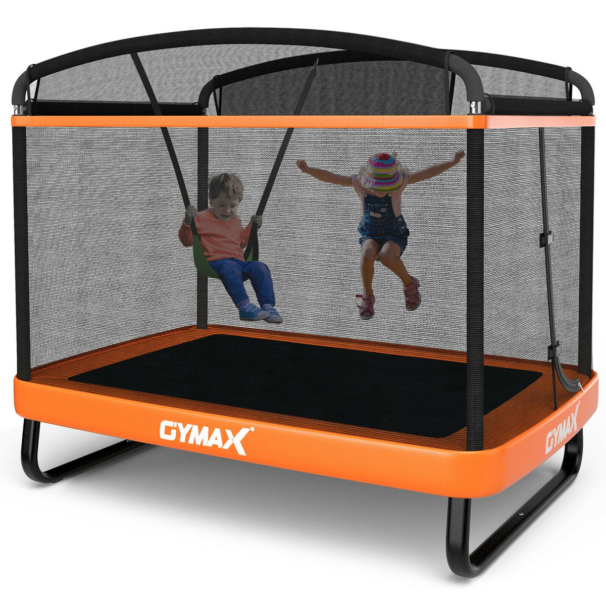 6FT Kids Trampoline with Swing Safety Enclosure Orange F698