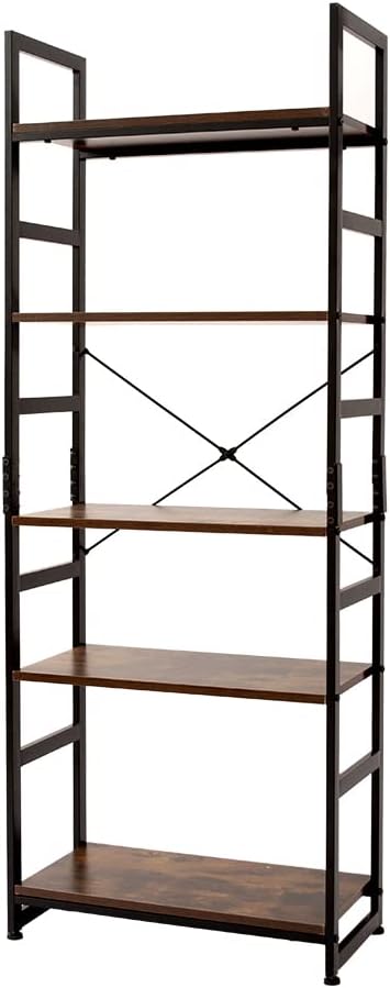 5-Tier Tall Bookcase in Rustic Brown E2385