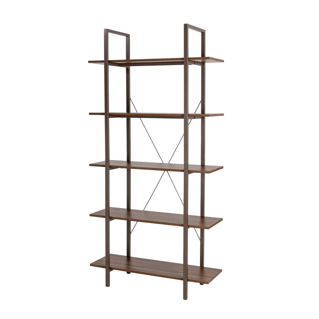 Black Wood/Metal 5-Tier Bookcases & Shelves Z171026