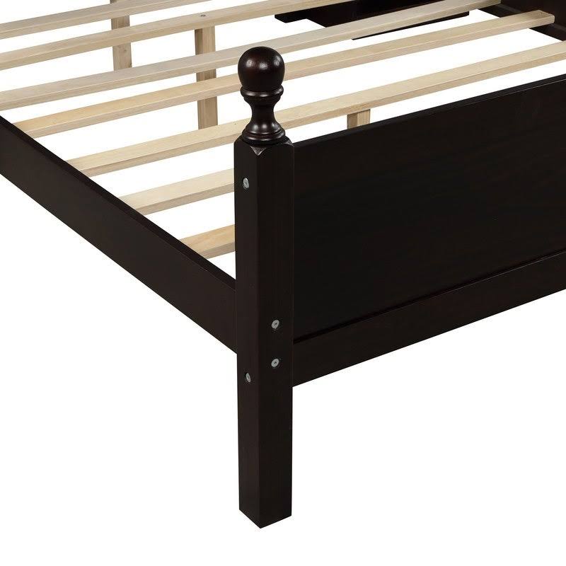 Espresso Pine Wood Twin Over Full Loft Bed with Cabinet P7743