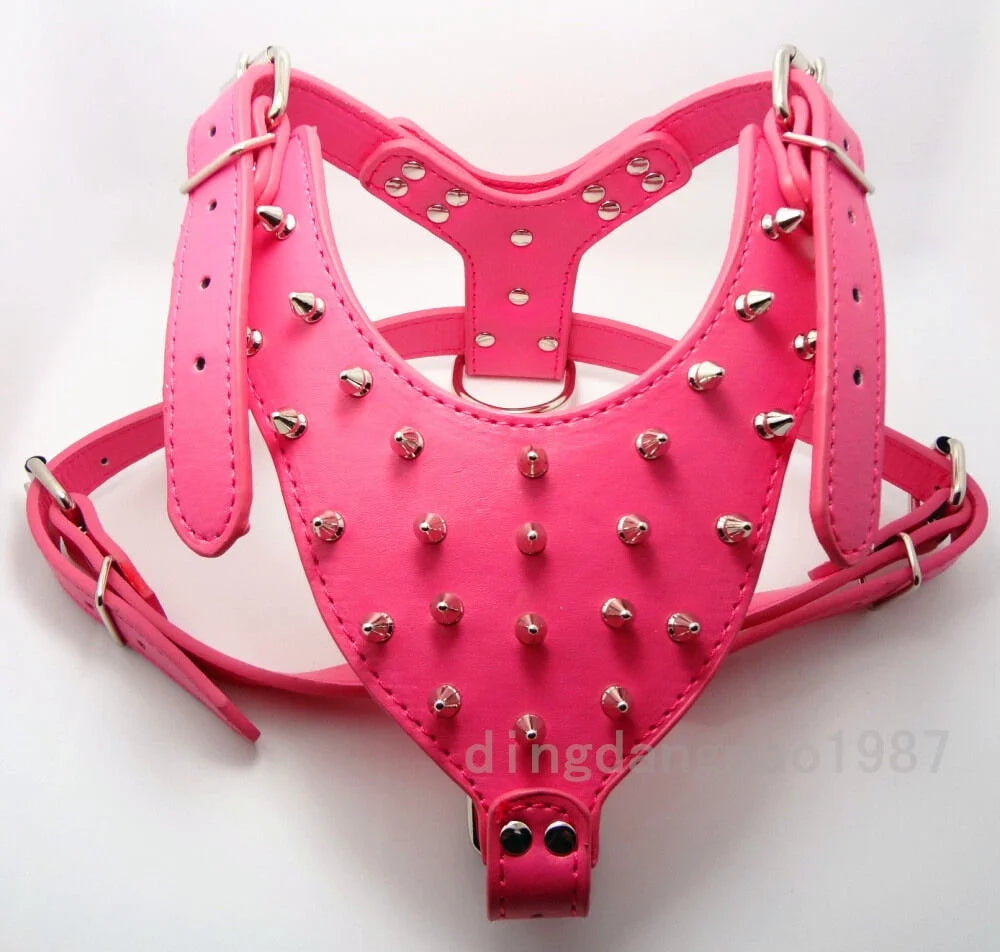 Spiked Studded Leather Dog Harness Q36108