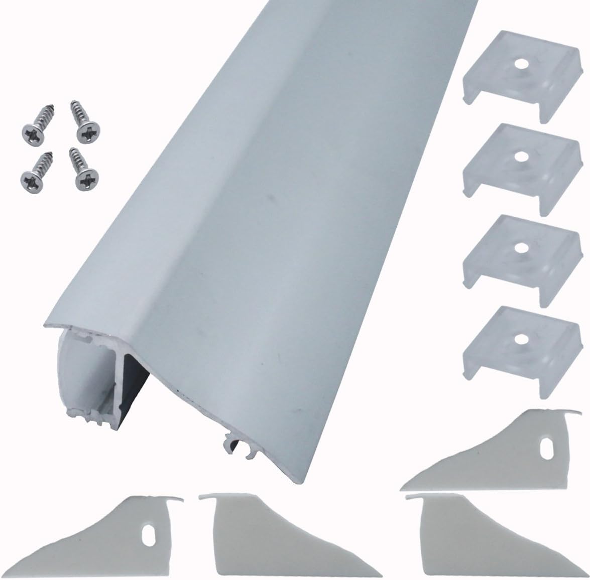 4 Pack 1M/3.3ft Aluminum LED Channels with Diffused Covers, Mounting Clips, End Caps for LED Strip Wall Mounting S902
