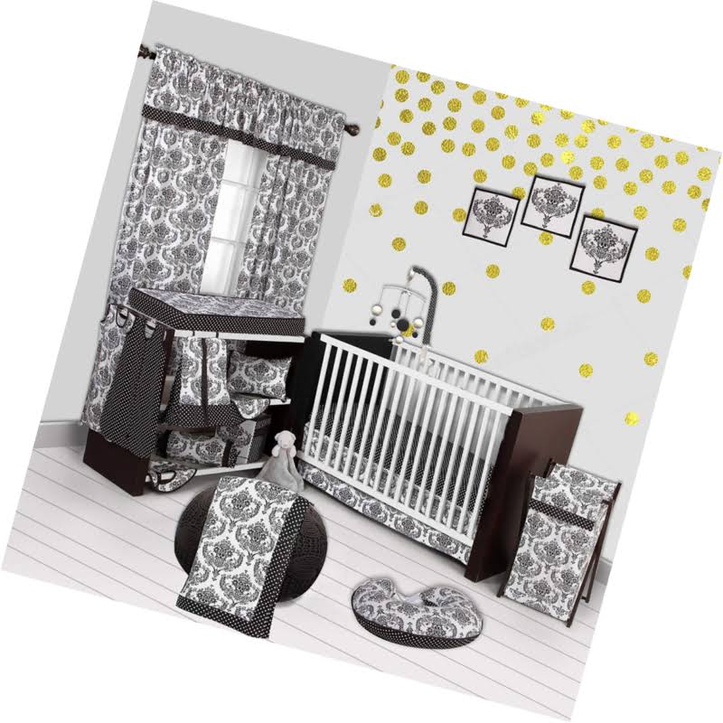 White/Black 10 PC Crib Set S4356