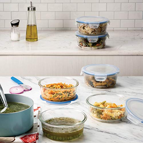 12-Piece 35oz Glass Food Storage Containers Set with Hinged Locking Lids P582757