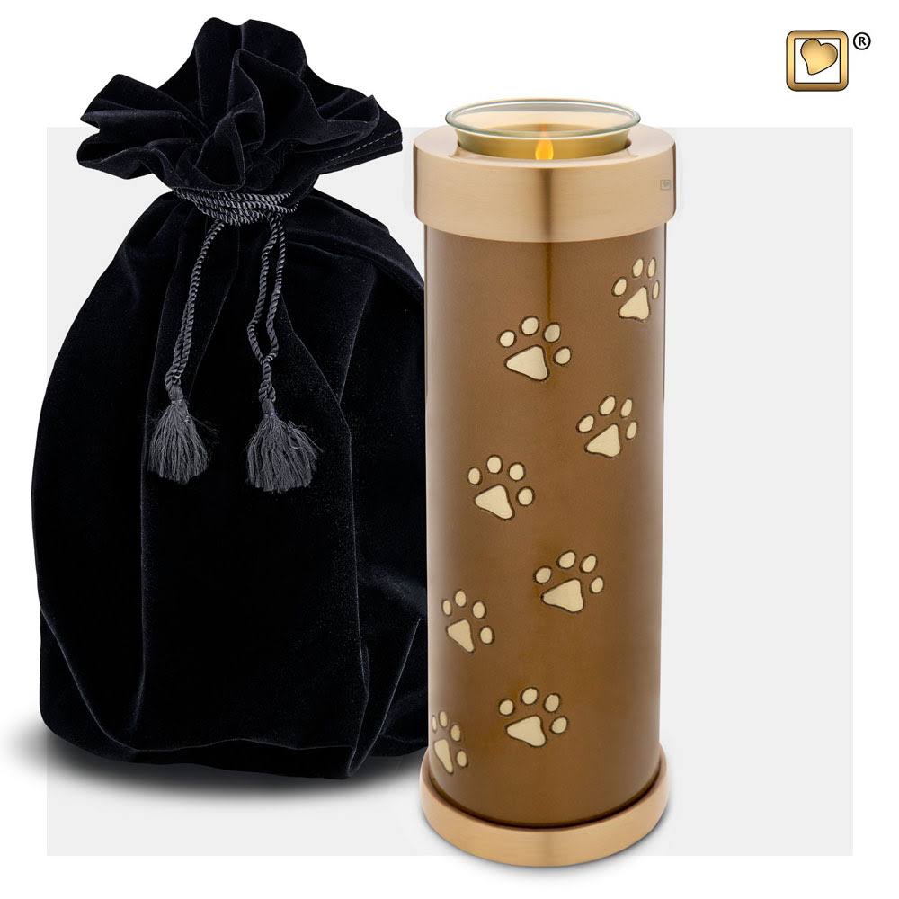 Bronze Paw Prints Tall Tealight Candle Urn N278990